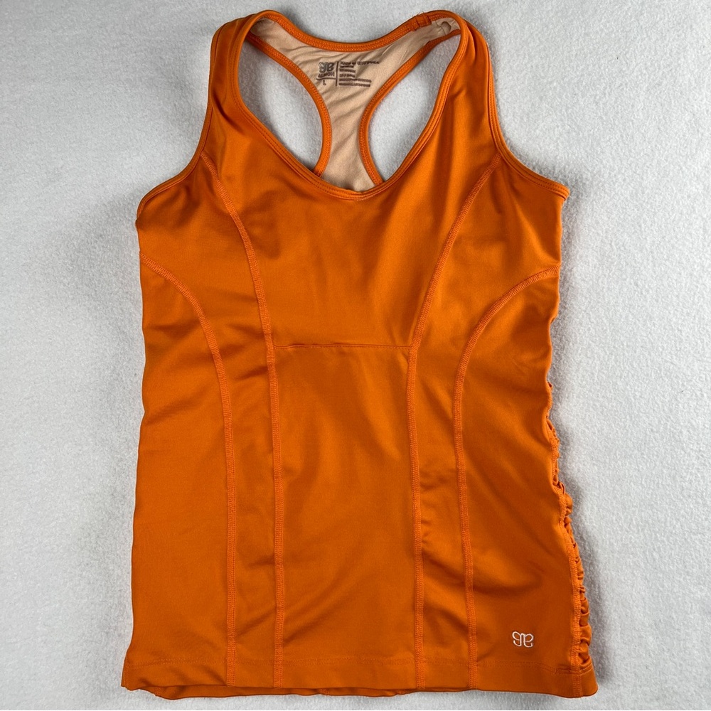 Albion Women's Love Racerback Tank Top Ruching Orange Large